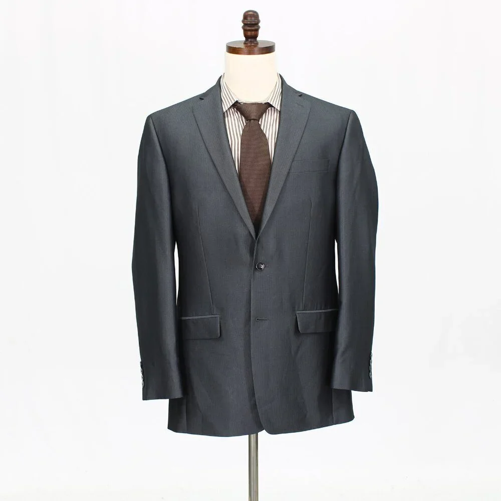 Calvin Klein 44R Gray HB 2-Button Sport Coat Blazer Jacket W020
